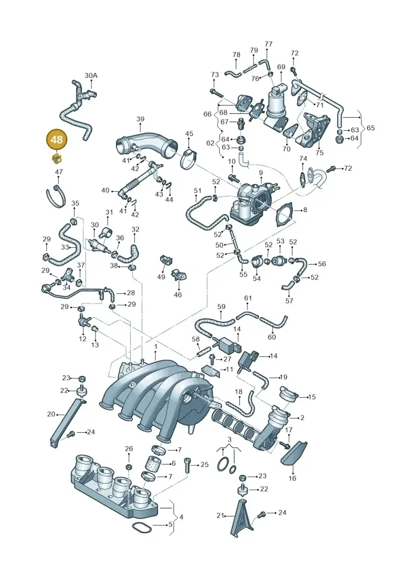 171201981 — Volkswagen PASSAT/4MOTION/W8 (2002-2005) diagram 195133220, position 48