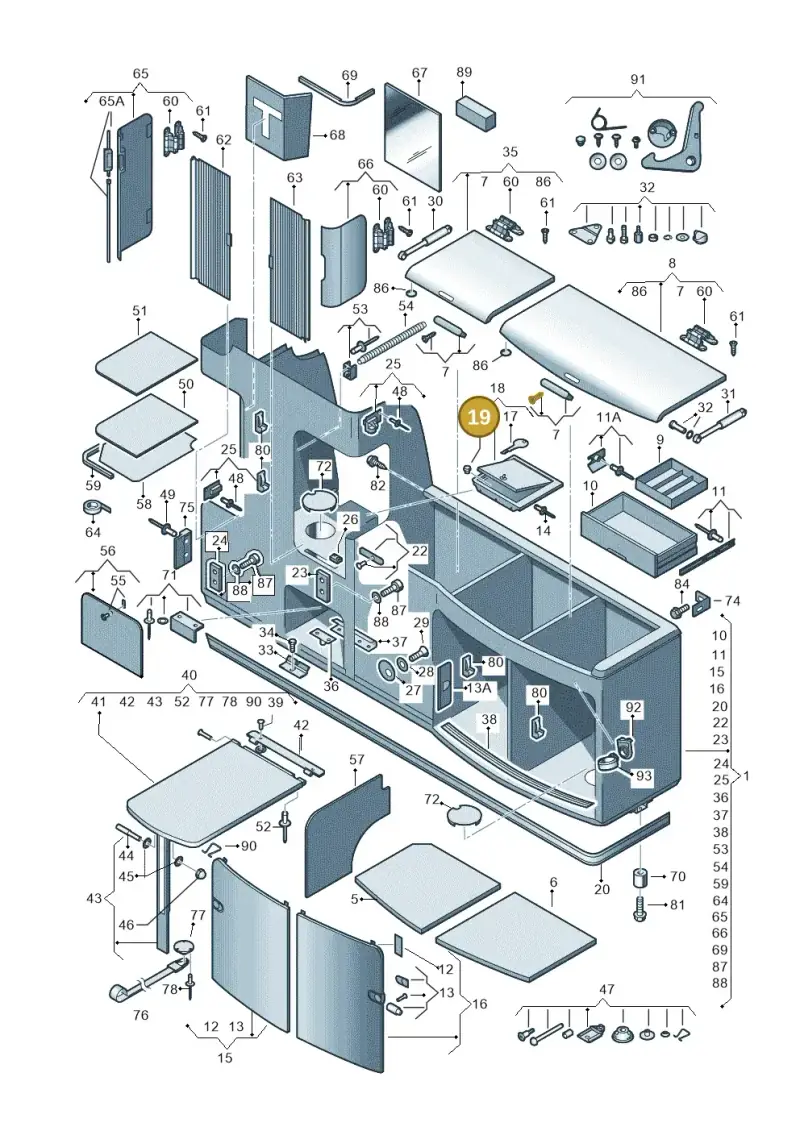 171857145 — Volkswagen California Camper (2011-2015) diagram 452068000, position 19