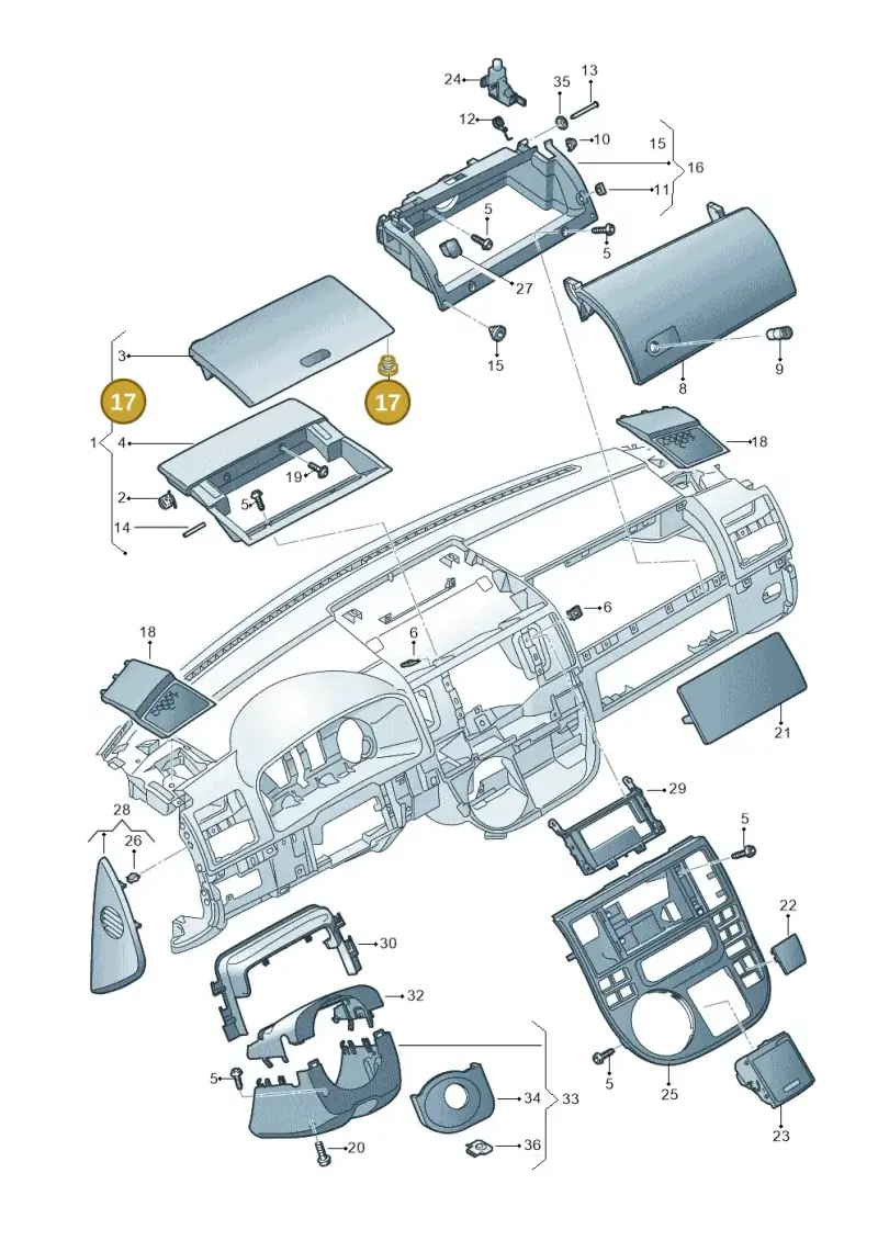 171857145 — Volkswagen Transp. caravelle (2011-2015) diagram 679857100, position 17