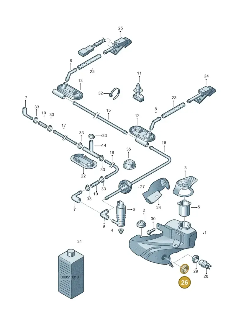 171957857 — Volkswagen PASSAT/4MOTION/W8 (2002-2005) diagram 195955100, position 26