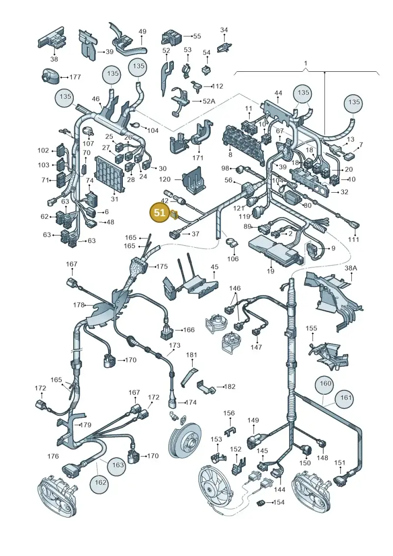 171971835A — Volkswagen Jetta Wagon (2001-2001) diagram 203971800, position 51