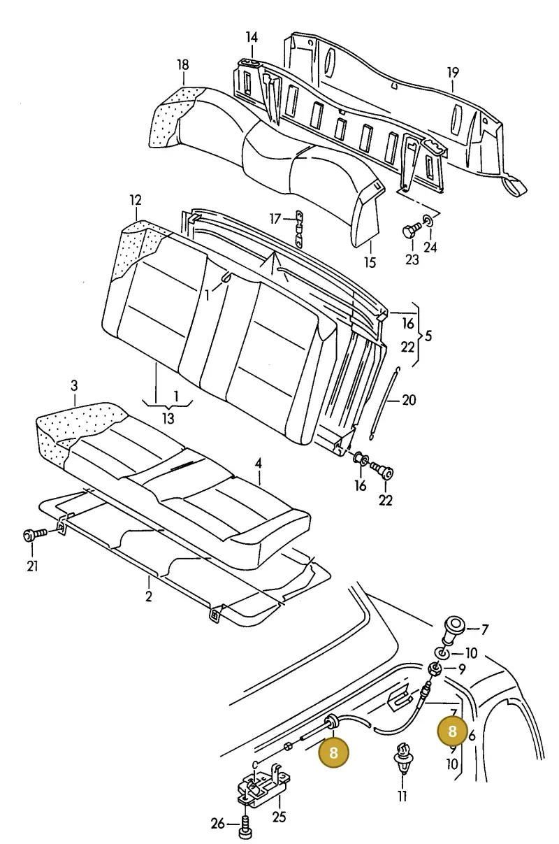 171971913 — Volkswagen GOLF CABRIO (2002-2002) diagram 146885350, position 8