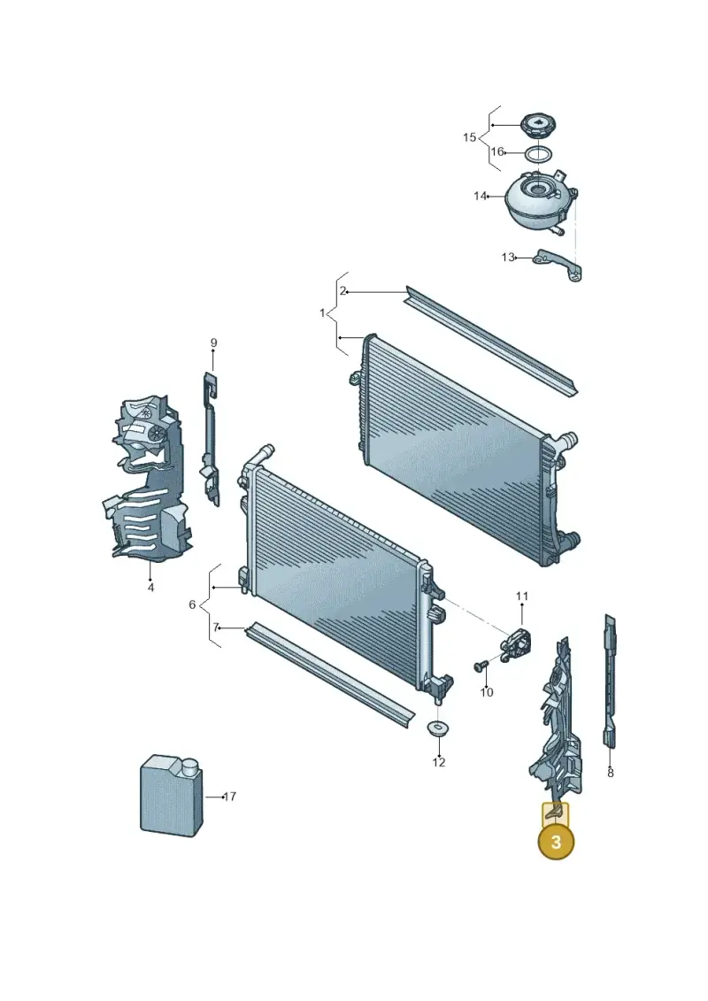 17A121283H — Volkswagen Jetta 1.4 (2017-2024) diagram 431121070, position 3