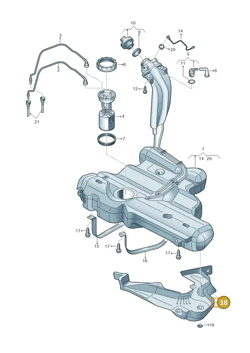 180201307 — Volkswagen Polo (2009-2014) diagram 677201150, position 18