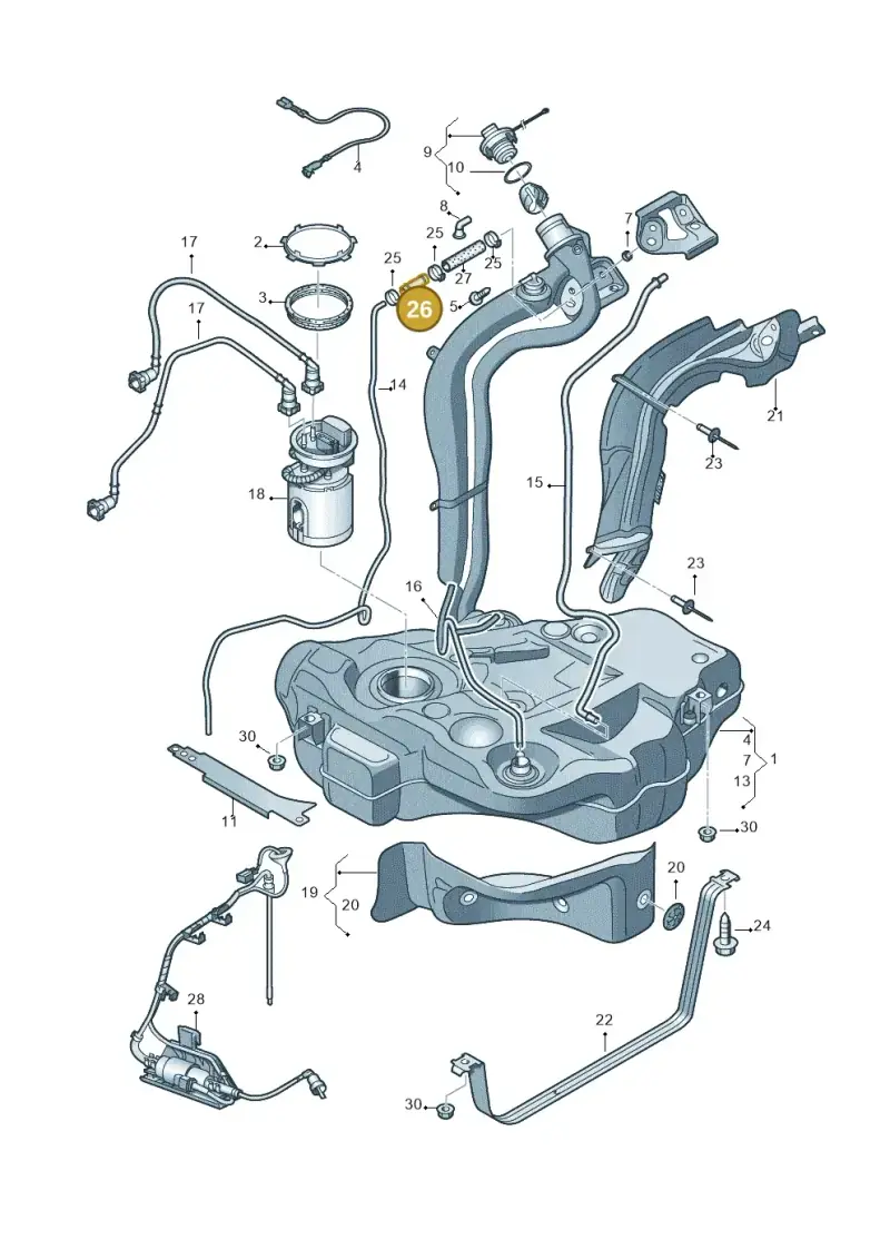 191201316A — Volkswagen Golf (2009-2014) diagram 625201050, position 26