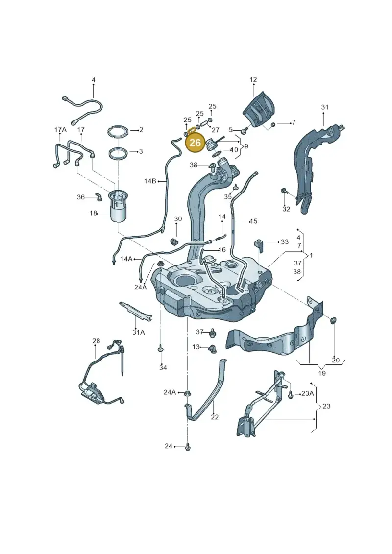 191201316A — Volkswagen Jetta 2.0 (2015-2015) diagram 692201050, position 26