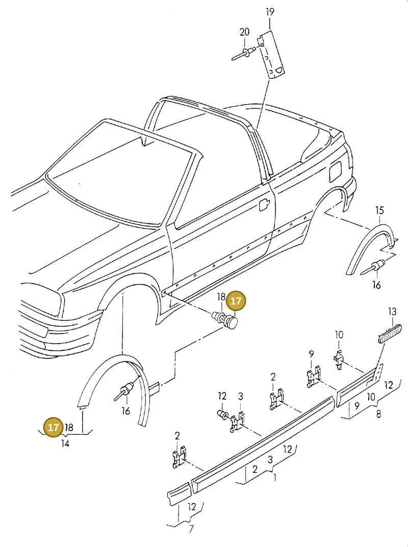 191853585A — Volkswagen Golf Cabrio (1994-1996) diagram 146853000, position 17