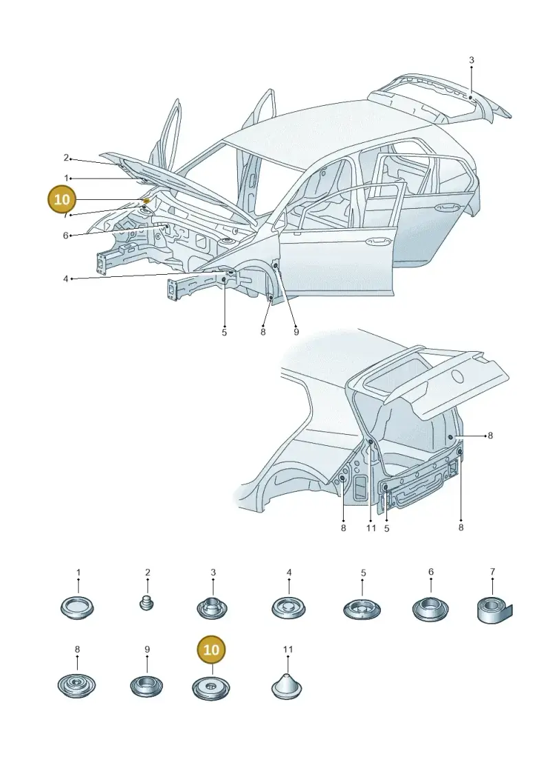 191971928 — Volkswagen Golf 2.0 BlueMotion (2019-2024) diagram 5h0803035, position 10