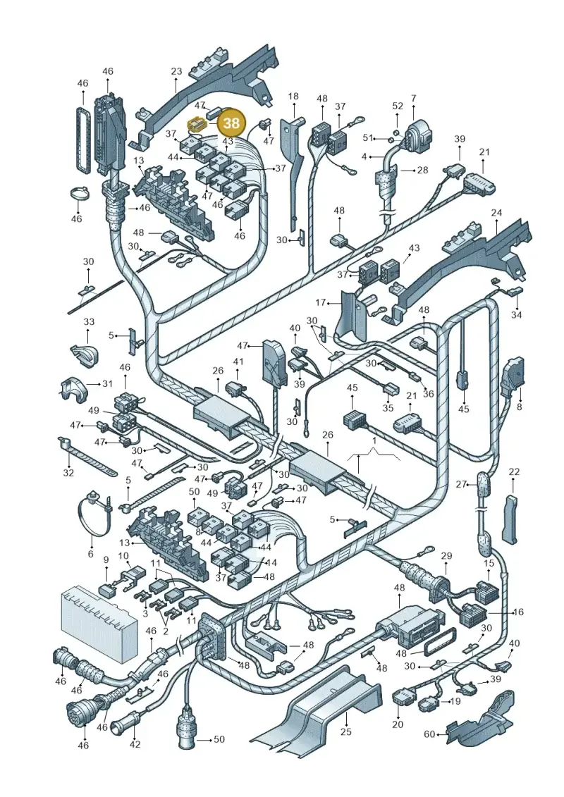 191972701 — Volkswagen PASSAT/4MOTION/W8 (2002-2005) diagram 195972820, position 38