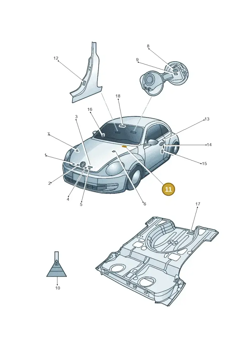 1C0010457L — Volkswagen New Beetle Cabrio.     06> (2005-) diagram 715010000, position 11