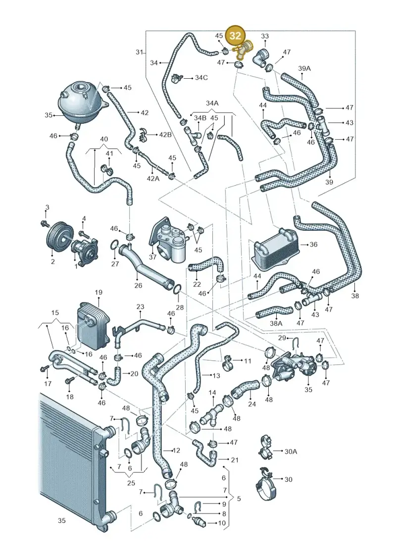1C0122291A — Volkswagen Passat estate (2008-2011) diagram 409121200, position 32