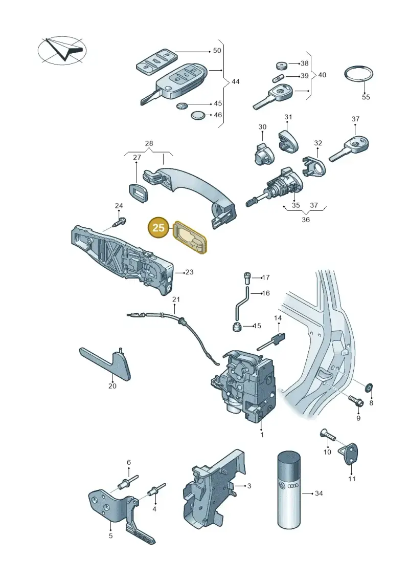 1C0837211A — Volkswagen Caravelle (2015-2019) diagram 861837000, position 25