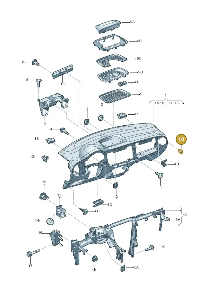 1C0858945 — Volkswagen Beetle (2016-2019) diagram 715857000, position 10