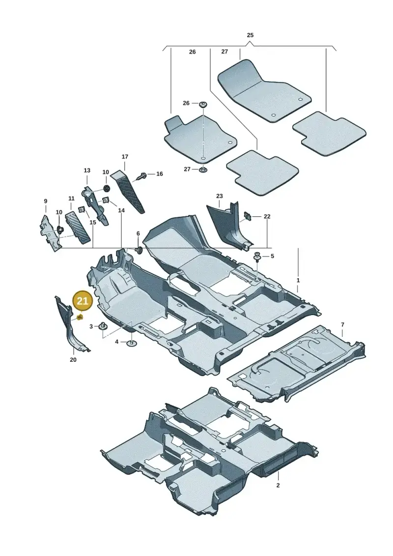 1C0867207 — Volkswagen Tiguan 2.0 (2023-) diagram 57x863000, position 21