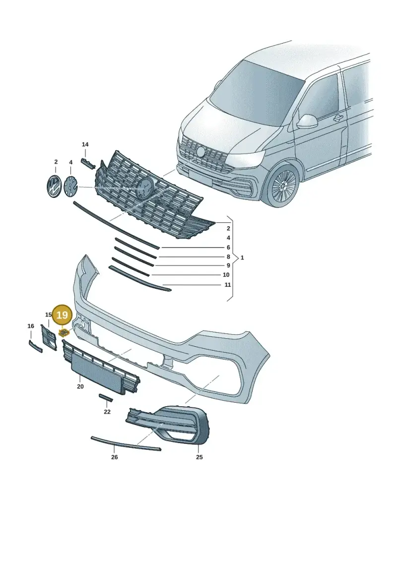 1C0867388 — Volkswagen Transport. multivan (2019-2024) diagram 7e0853000, position 19