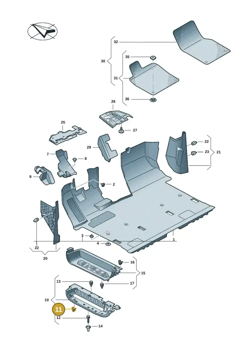 1C0867388 — Volkswagen Multivan (2021-) diagram 7t0863000, position 11
