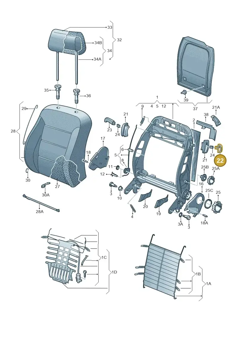 1C0881633AB41 — Volkswagen New Beetle             06> (2005-) diagram 201881500, position 22