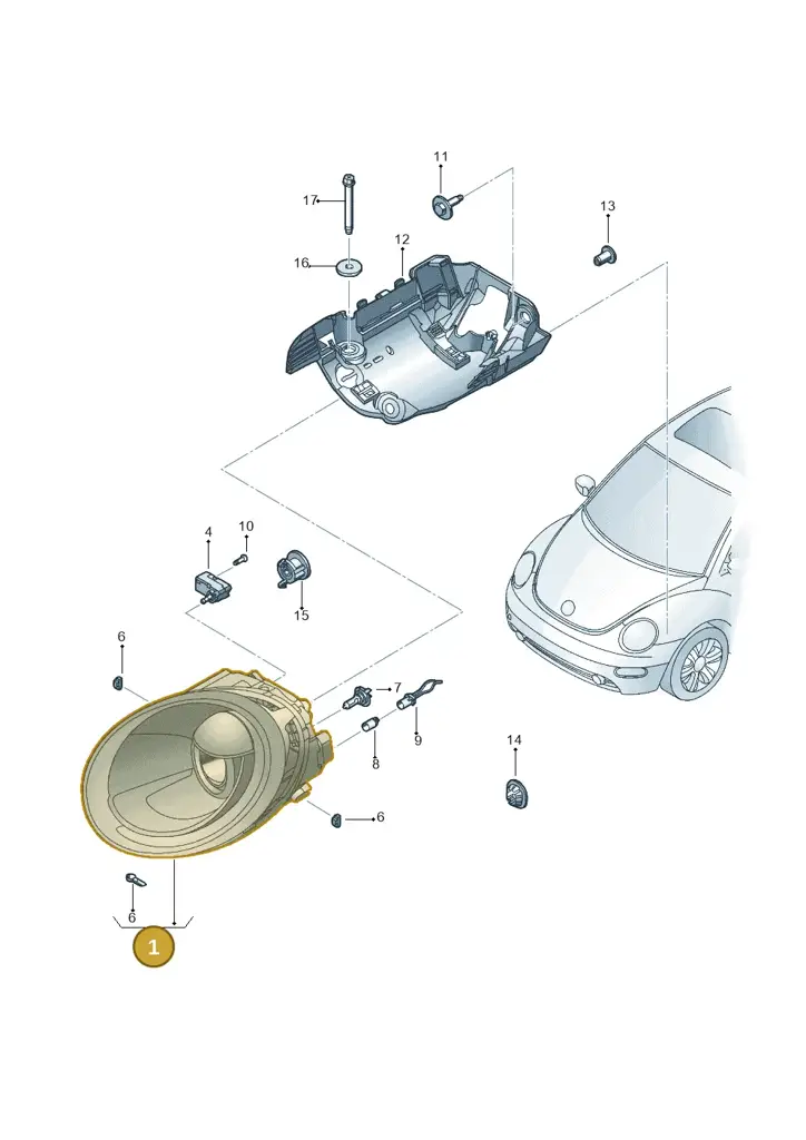 1C0941030N — Volkswagen New Beetle 06> (2005-) diagram 467941000, position 1