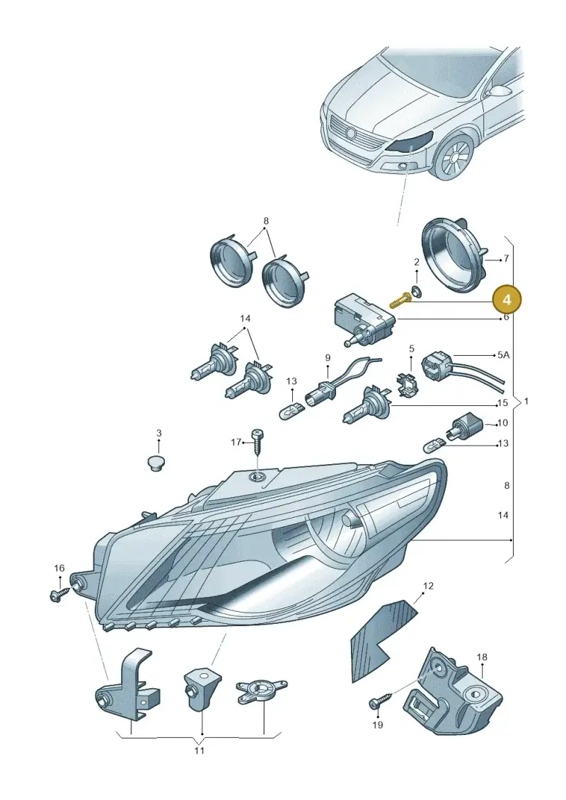 1C0941141 — Volkswagen Passat CC (2008-2012) diagram 645941000, position 4