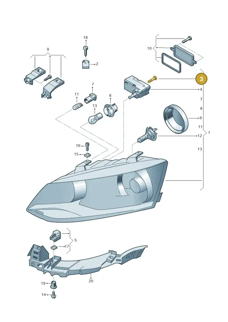 1C0941141 — Volkswagen Polo (2010-2015) diagram 678941000, position 3