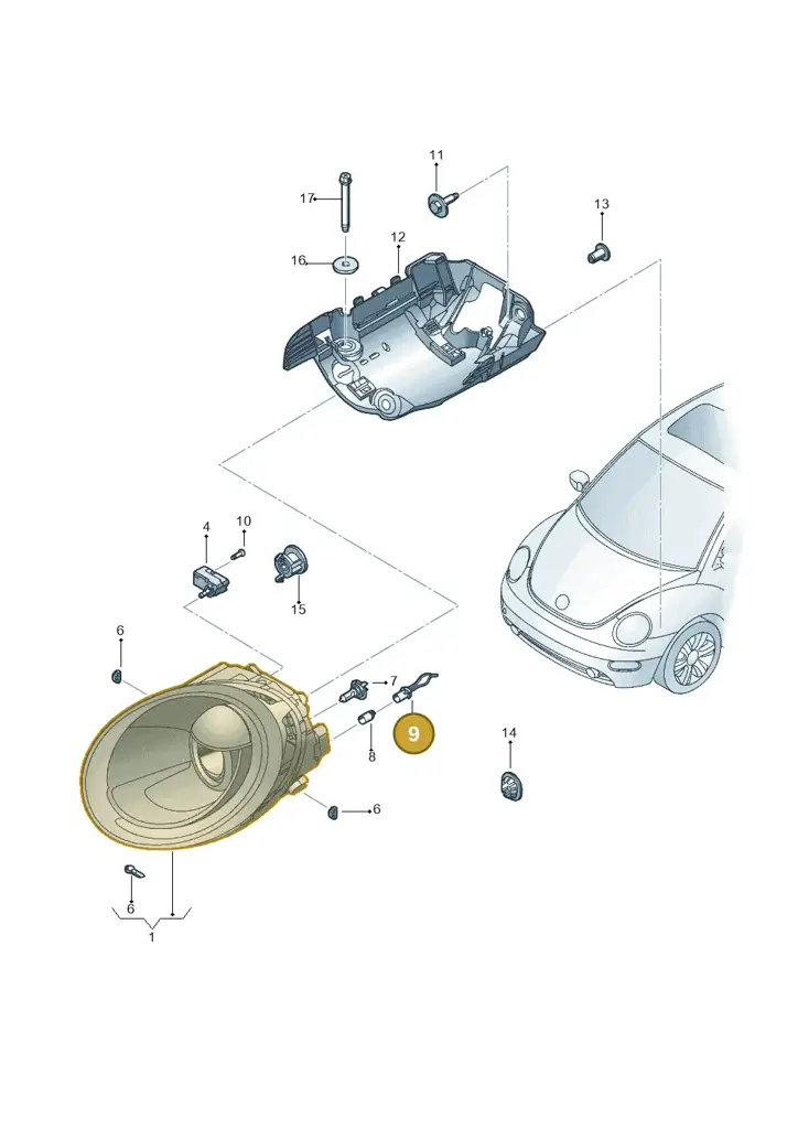 1C0941953 — Volkswagen New Beetle 06> (2005-) diagram 467941000, position 9