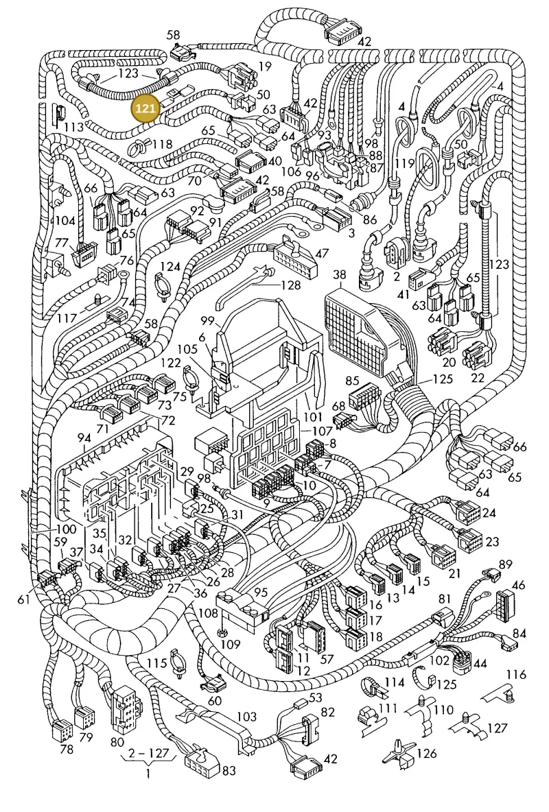 1C0971822 — Volkswagen Polo (2011-2014) diagram 225971850, position 121