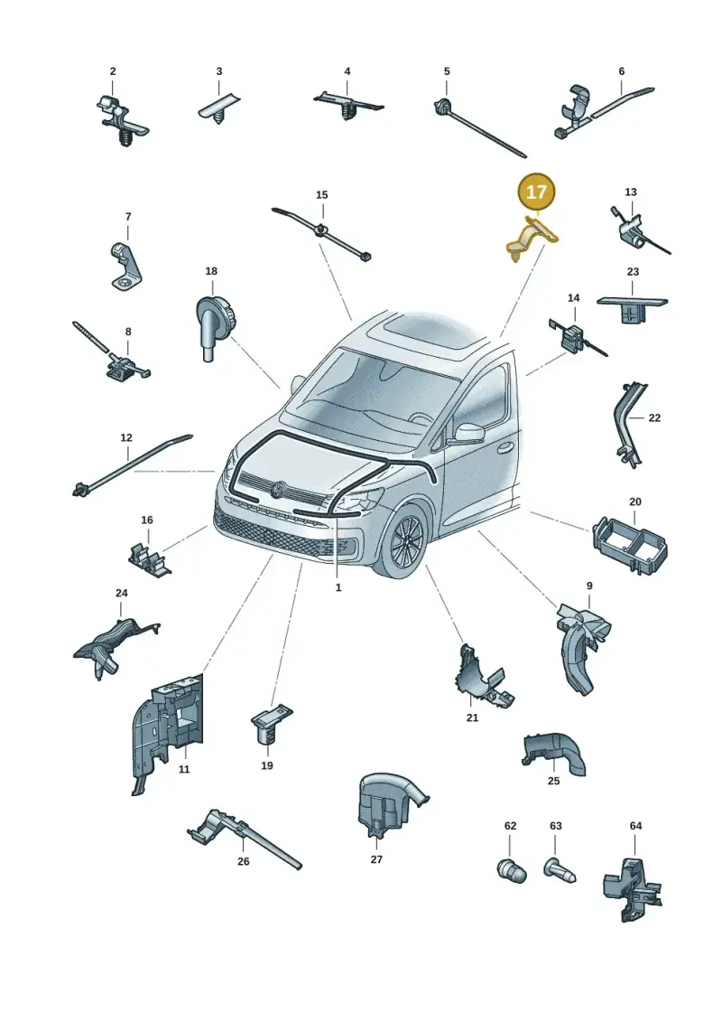 1C0971848 — Volkswagen Caddy Maxi Kombi (2020-2024) diagram 2ka971081, position 17