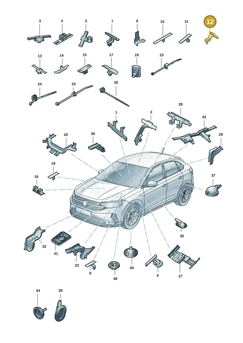 1C0971848C — Volkswagen Taigo (2021-2024) diagram 2f0971083, position 12