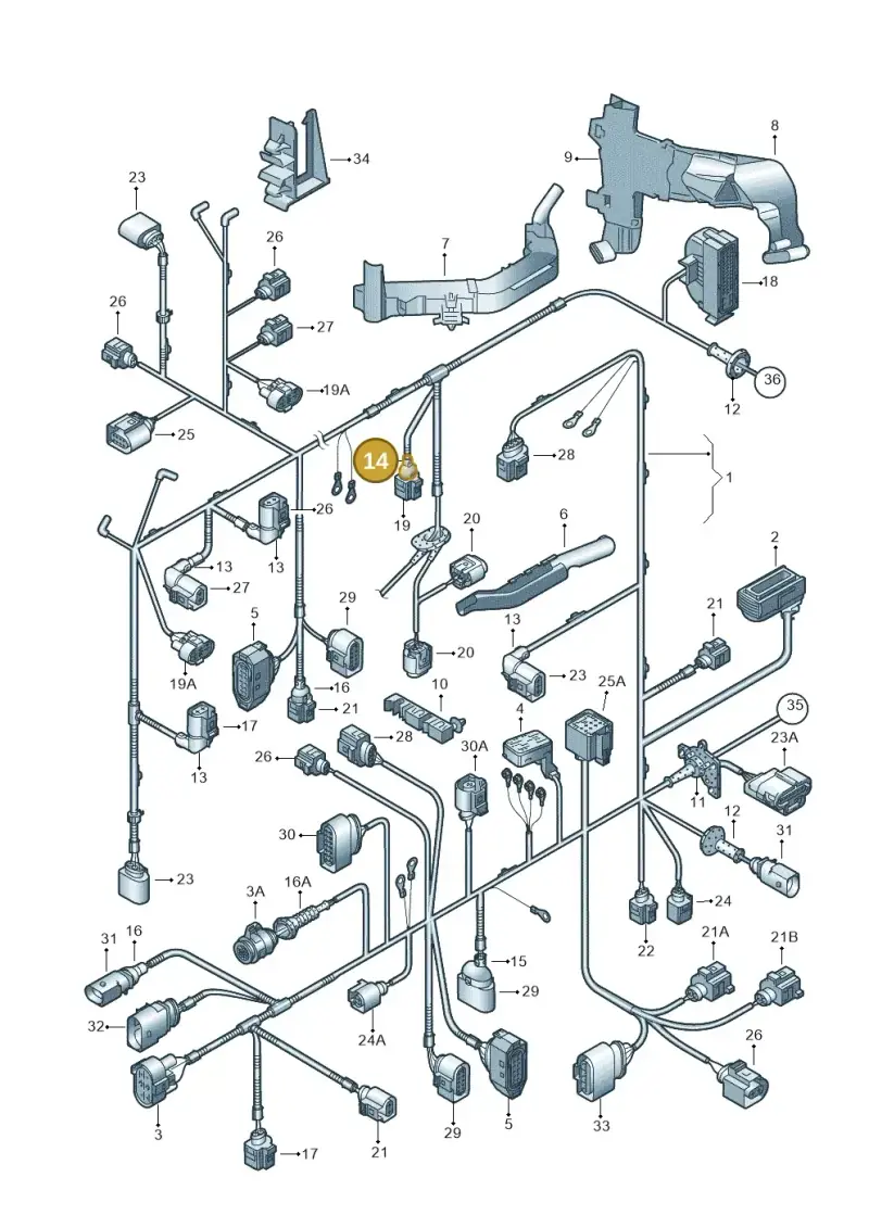 1C0971921 — Volkswagen Touran 2.0 (2010-2015) diagram 477971800, position 14