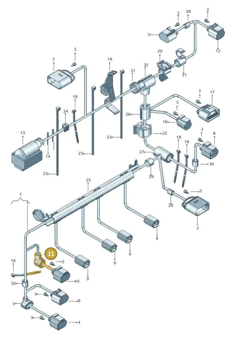 1C0971921 — Volkswagen Jetta (2010-2014) diagram 692971100, position 11