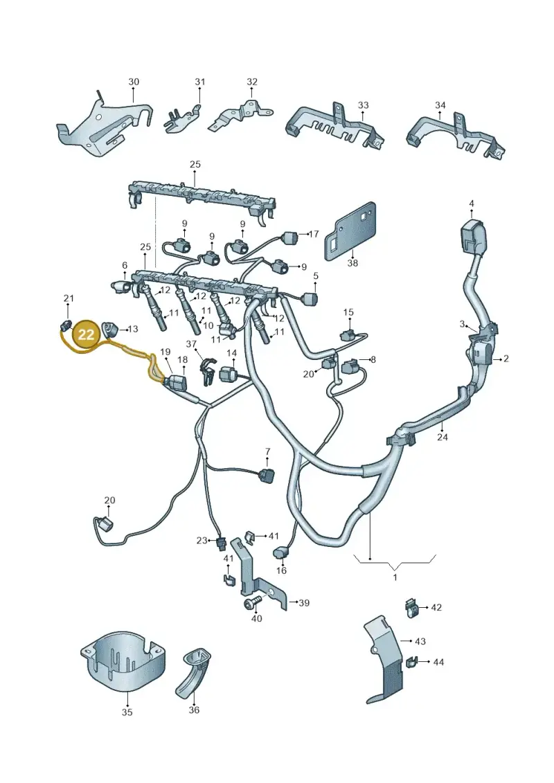 1C0971921 — Volkswagen Polo (2009-2012) diagram 708971300, position 22
