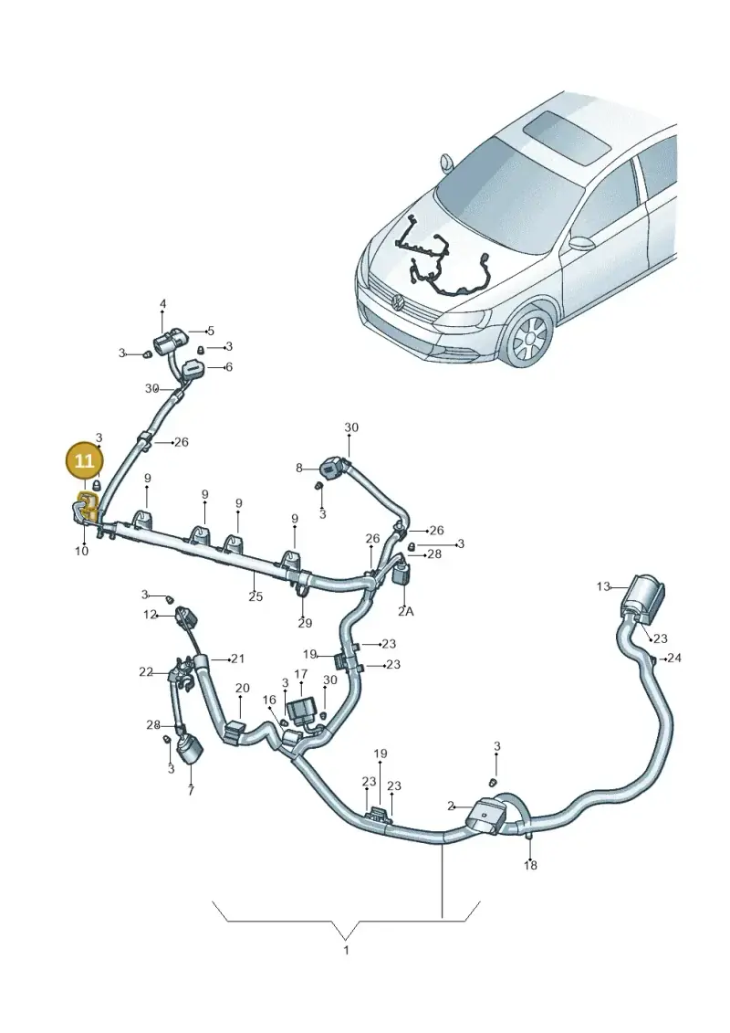 1C0971921 — Volkswagen Jetta (2014-2017) diagram 789971010, position 11