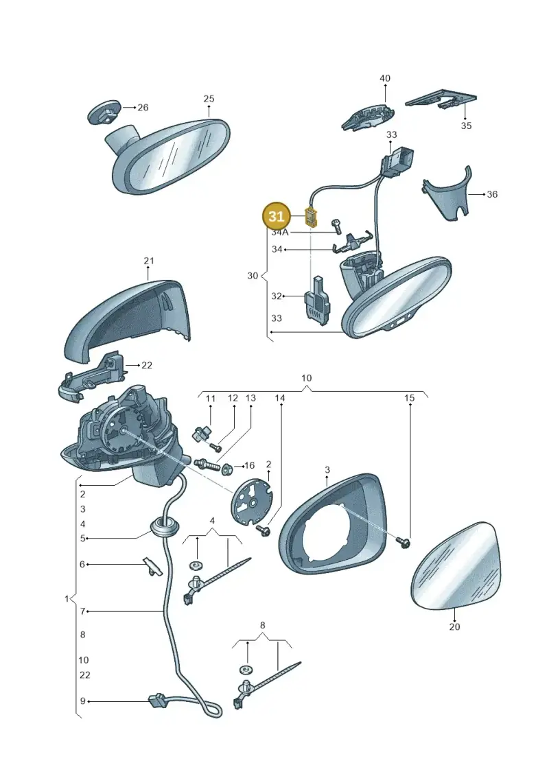 1C0973119C — Audi A1 Sportback (2010-2015) diagram 708857400, position 31