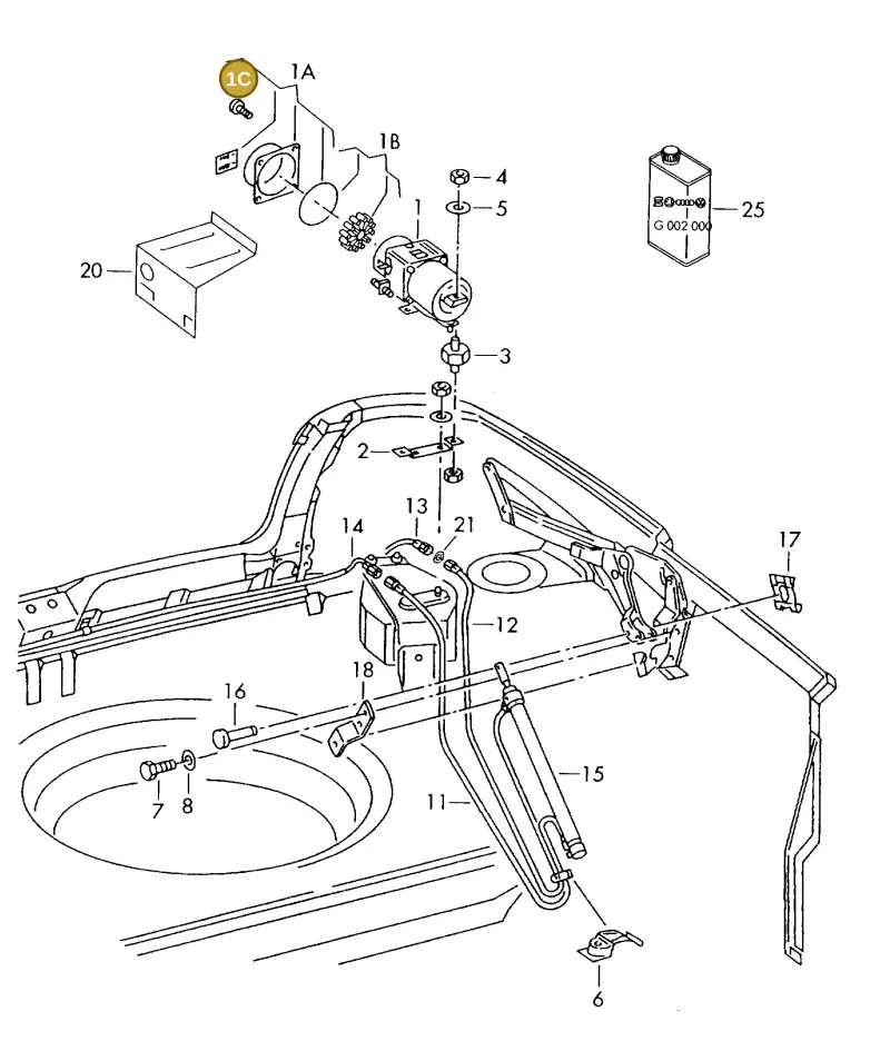 1E0871960 — Volkswagen GOLF CABRIO (2002-2002) diagram 146871600, position 1C