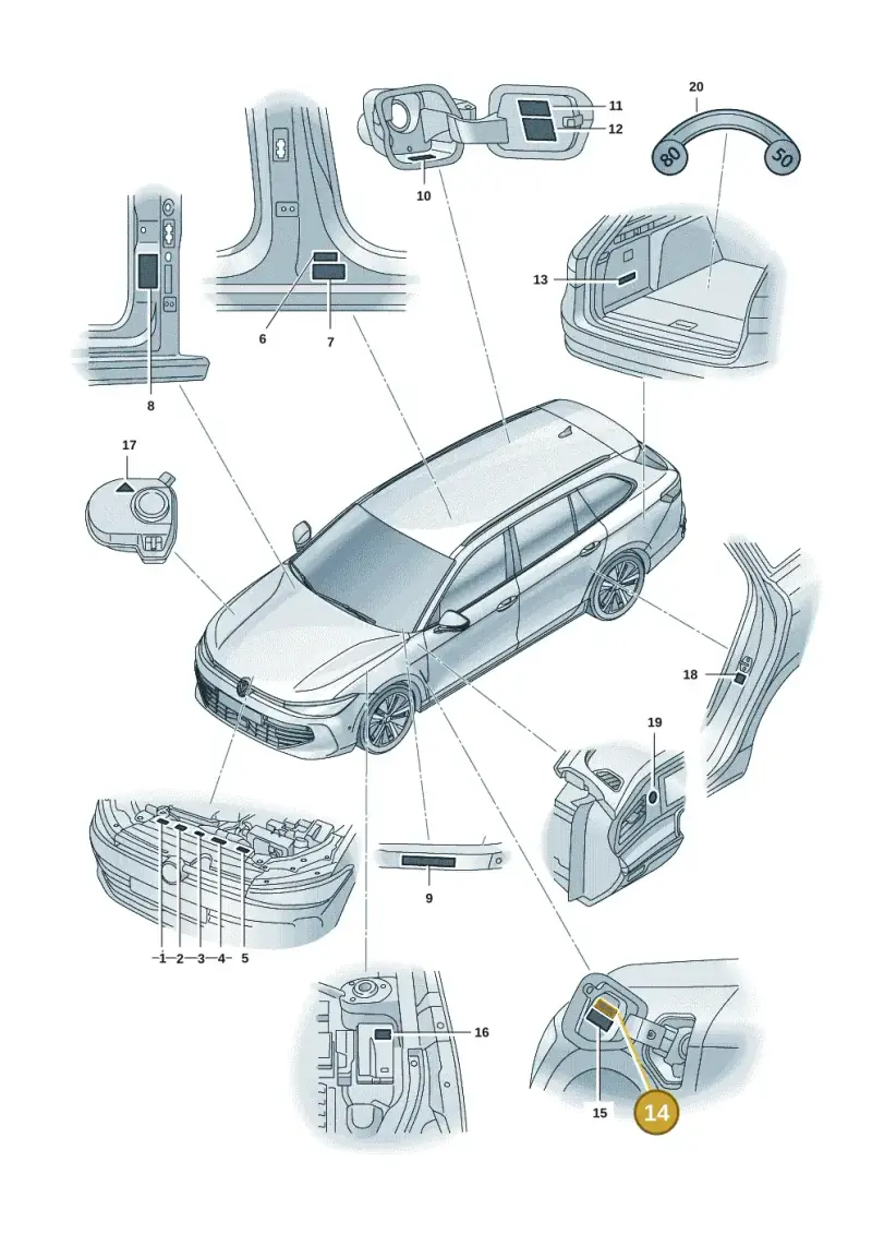 1EA010560B — Volkswagen Passat estate (2023-) diagram 3j0010000, position 14