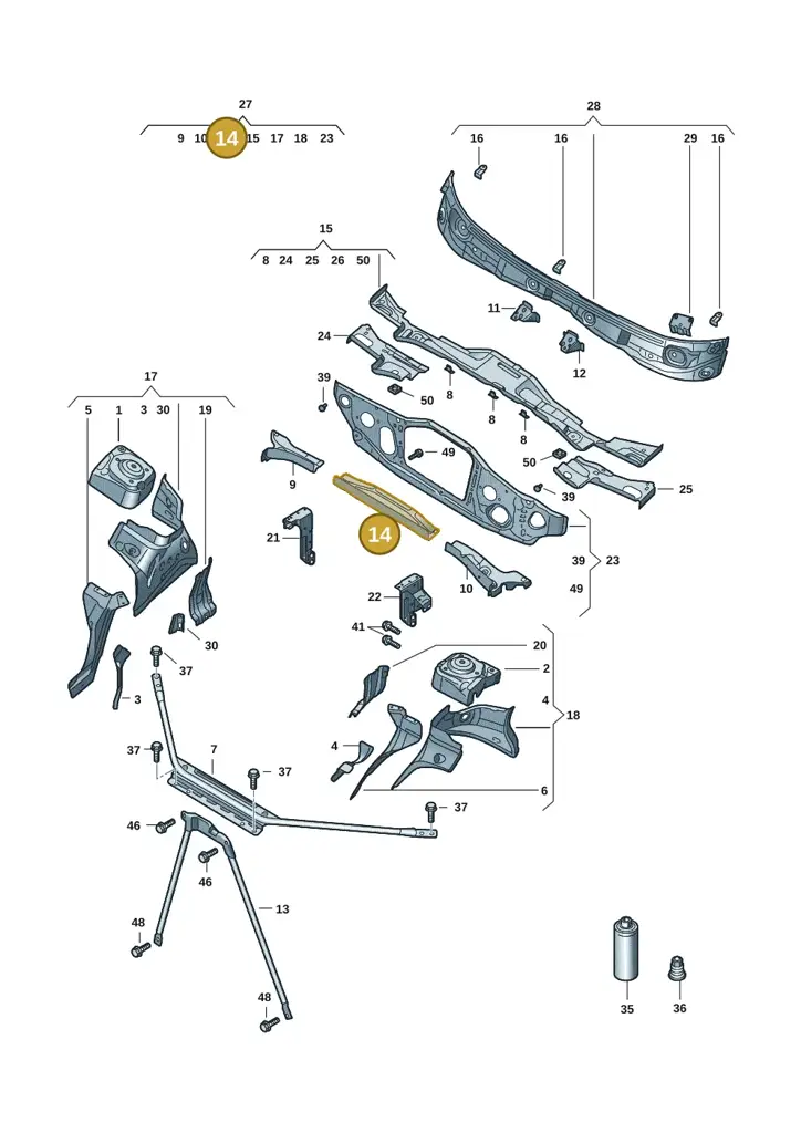 1EA805277 — Volkswagen ID.7 Limousine Pro (2023-) diagram 14b805200, position 14