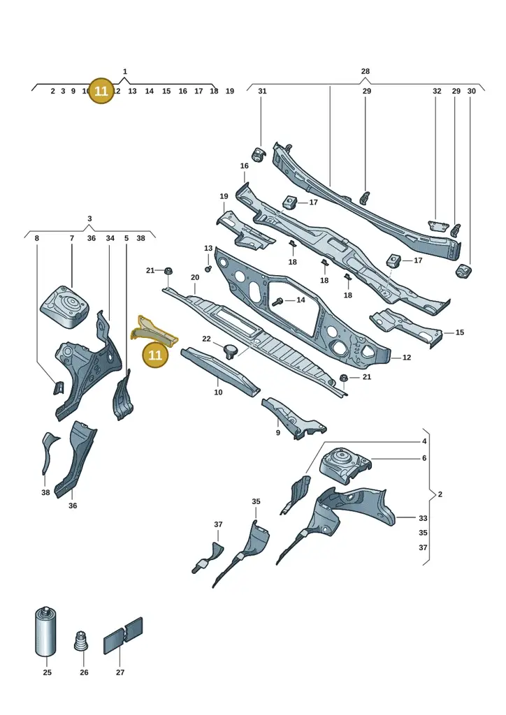 1EA805398 — Volkswagen ID.3 Pro (2019-2024) diagram 10a803005, position 11