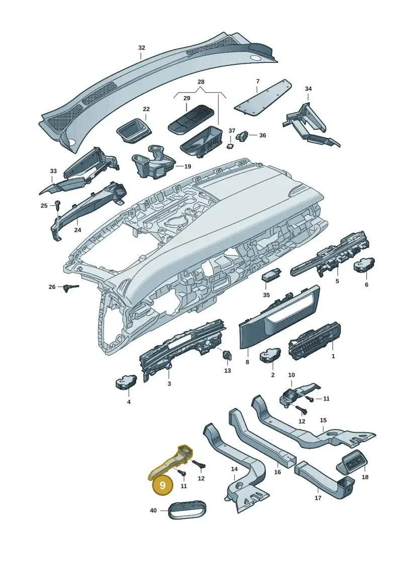 1EE819151A — Volkswagen ID.7 Limousine Pro (2023-) diagram 14b819300, position 9
