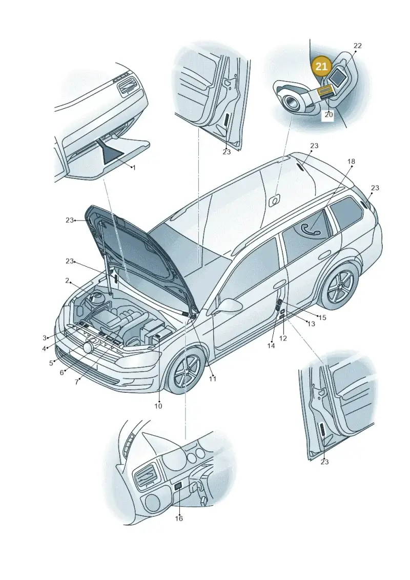 1H0010461T — Volkswagen Golf Estate 1.4 (2014-2017) diagram 763010000, position 21