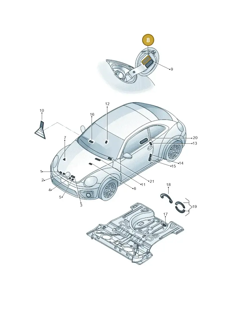 1H0010461T — Volkswagen New beetle (2011-2016) diagram 801010000, position 8