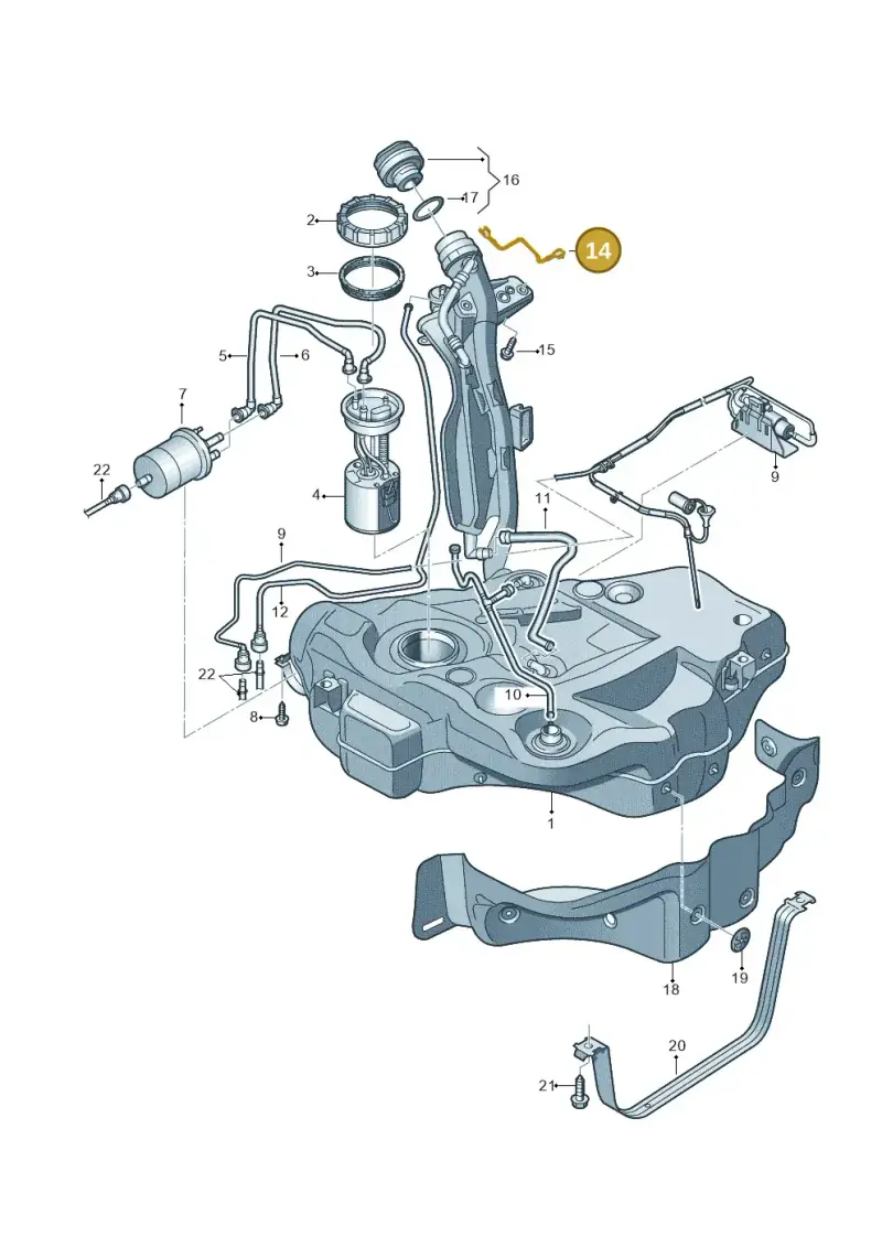 1H0201142D — Volkswagen Scirocco 2.0 (2014-2017) diagram 712201400, position 14