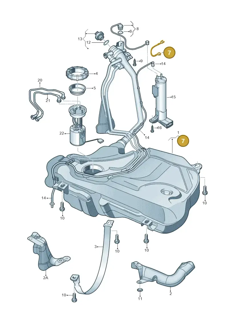 1H0201142D — Volkswagen Polo 1.4 BlueMotion (2014-2017) diagram 747201400, position 7