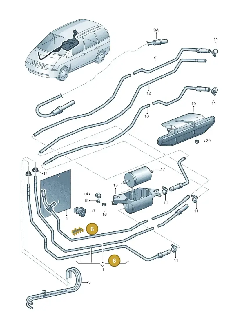 1H0201449A — Volkswagen Sharan (2008-2010) diagram 162201400, position 6