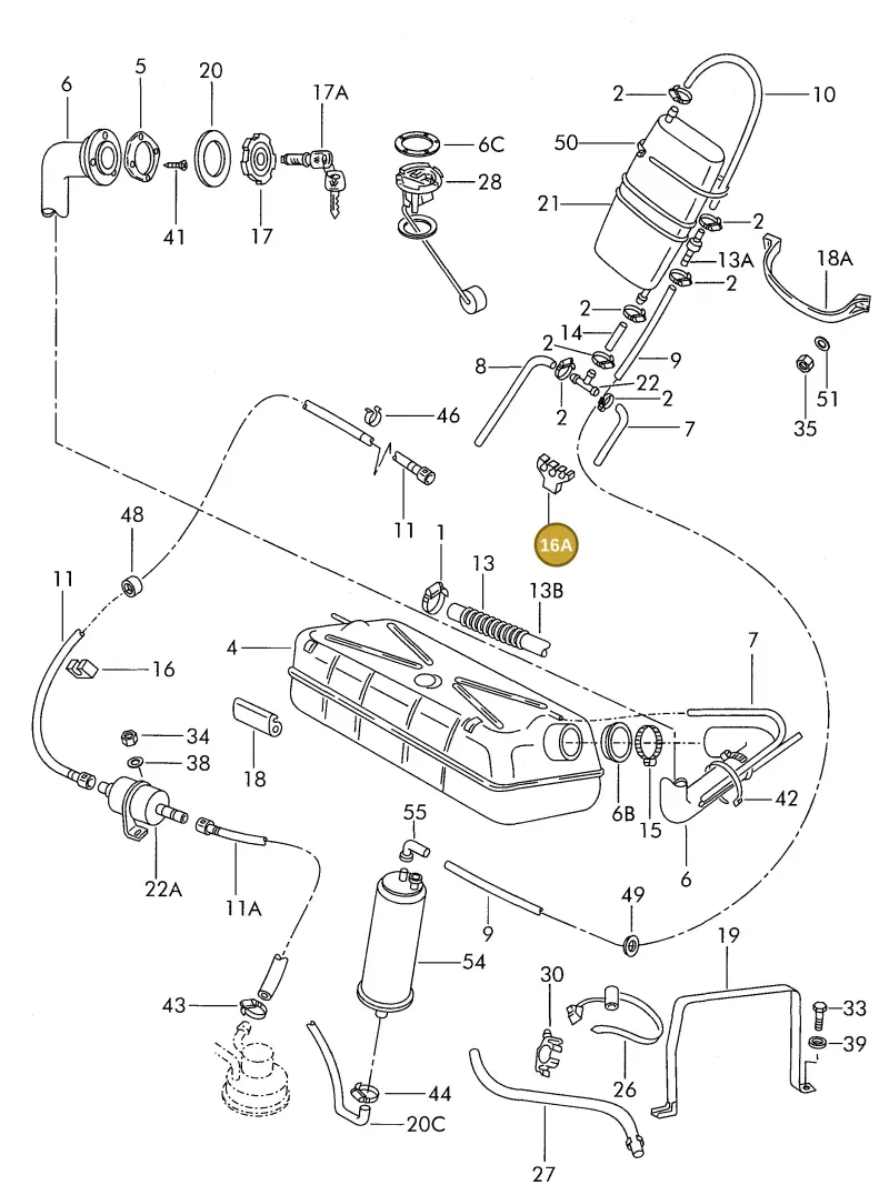 1H0201449A — Volkswagen Kombi (1996-2005) diagram 308201000, position 16A