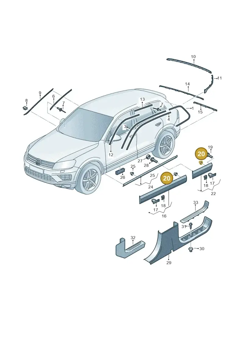 1H0853586 — Volkswagen Touareg BlueMotion (2014-2018) diagram 787853000, position 20