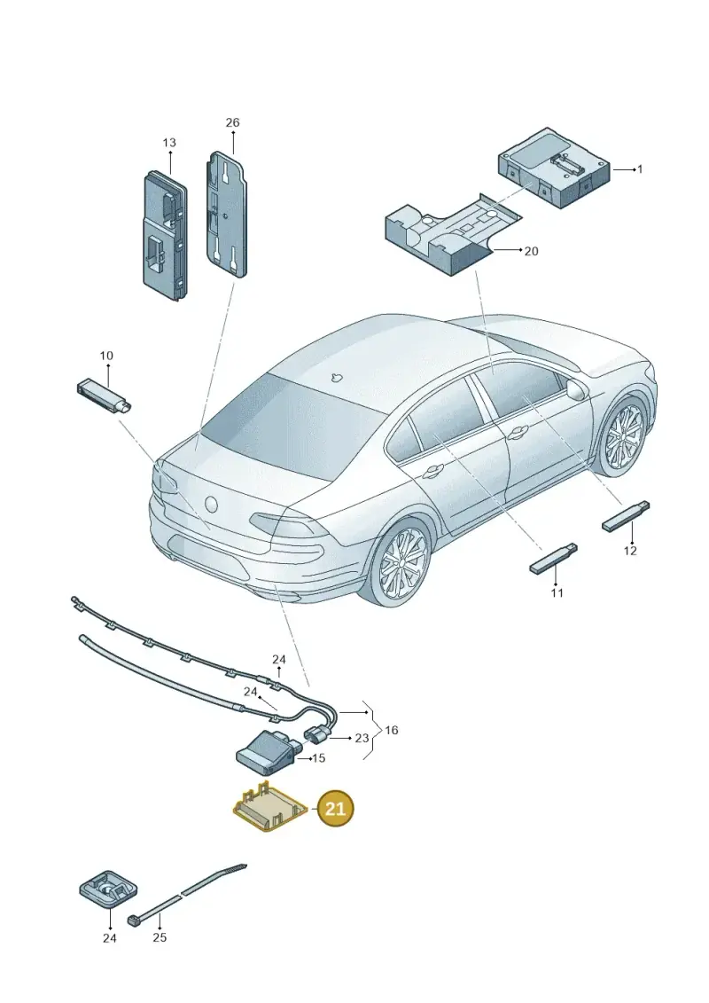 1H0861311 — Volkswagen Passat saloon (2014-2024) diagram 793909000, position 21