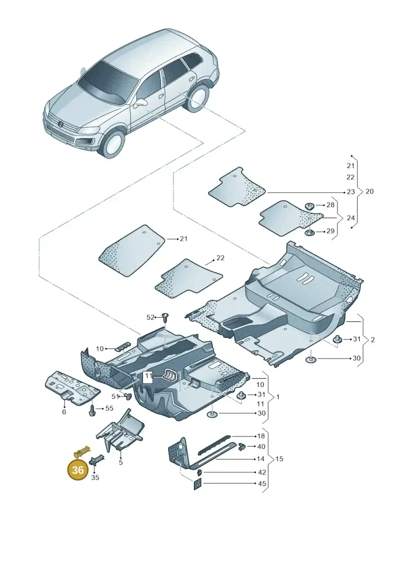 1H0937083 — Volkswagen Touareg BlueMotion (2014-2018) diagram 693863000, position 36