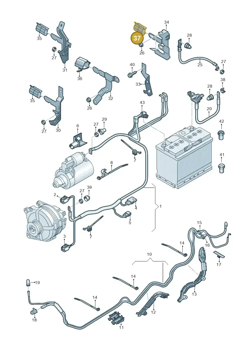 1H0971615AB — Volkswagen Polo (2017-2025) diagram 837971010, position 37