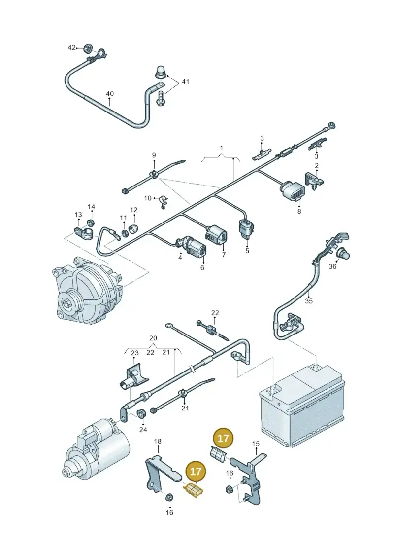 1H0971615AB — Volkswagen T-Roc Cabriolet (2019-2025) diagram 813971010, position 17