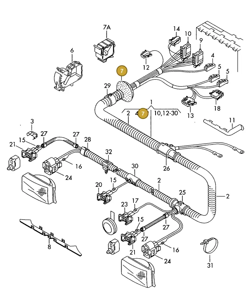 1H0971840 — Volkswagen TRANSPORTER SYNCRO (1996-2003) diagram 179971120, position 7